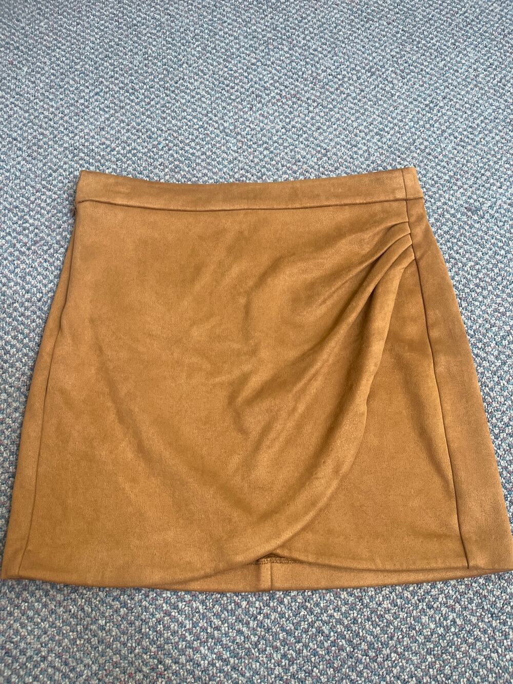 Olivia Grey Light Brown Suede Mini Skirt M